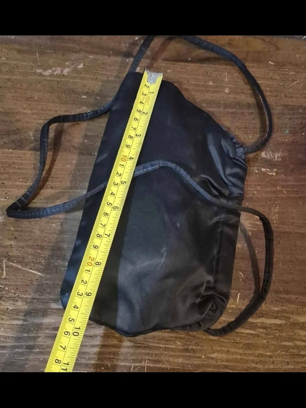 Vintage Minimalist Black Satin Ruched Evening Shoulder Bag